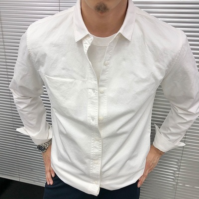 纯棉长袖衬衫男春秋高级感休闲