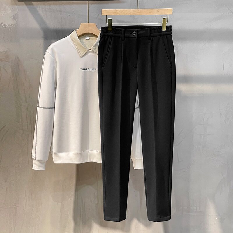 thumbnail for Wool trousers men's straight slim high-end trousers business casual pants men's trousers cropped trousers spring, autumn and winter