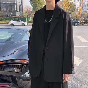 网红小西装男外套宽松西服韩版潮流帅气ins英伦风休闲上衣