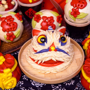 2026马年醒狮花样馒头山东胶东手工饽饽招财进宝福袋过年礼品上供