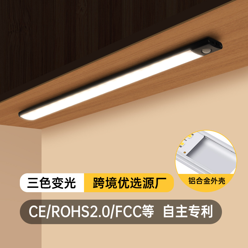超薄智能人体感应led灯磁吸充电式长条橱柜鞋柜玄关酒柜灯条灯带