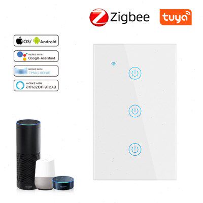 美规澳规120型Zigbee涂鸦触摸开关1-2-3-4路语音控制手机远程控制