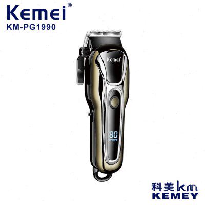科美跨境理发器KM-1990PG大功率电推子液晶数显USB专业发廊电推剪