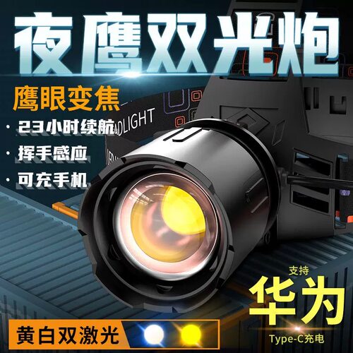 天火夜鹰钓鱼专用双光炮头灯SF-596超亮头戴式续航超长锂电矿灯