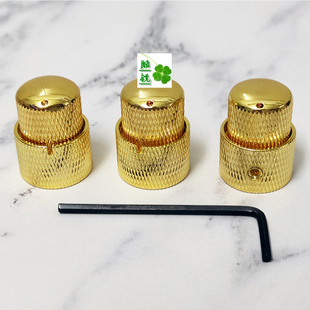 金色电吉他双层音量旋钮贝司双轴金属圆顶音色旋钮二层电位器旋帽
