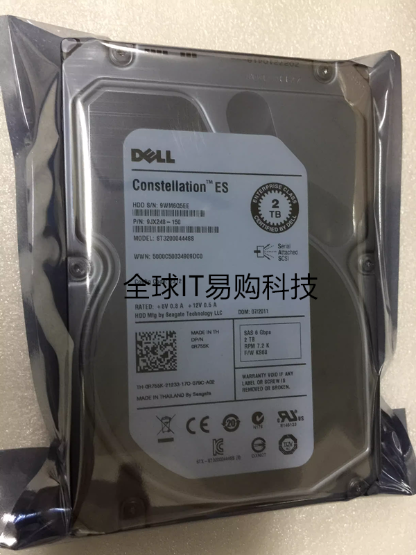 全新DELL ST32000444SS 2T SAS 3.5 R755K 0R755K 9JX248-150硬盘