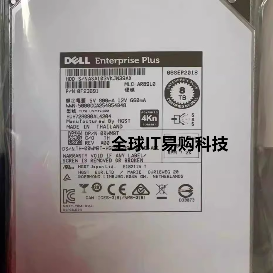 DELL 0RWM9T RWM9T 8T 8TB SAS SC8000 SCV3000 SC5020 康贝硬盘