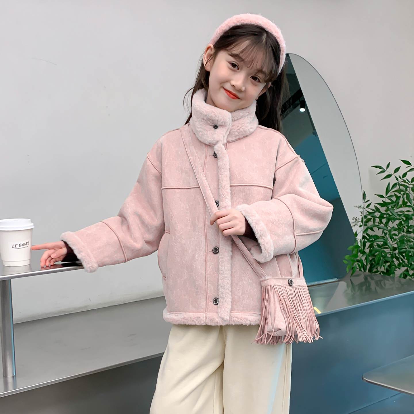 女童加绒外套2025秋冬流行新款儿童呢大衣小女孩童装冬季毛呢上衣