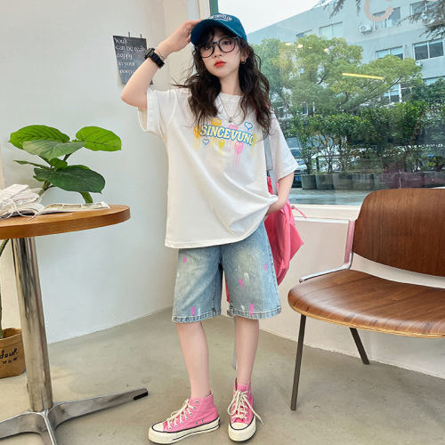 女童夏季纯棉短袖T恤夏装2026新款洋气儿童体恤女童薄款半袖上衣
