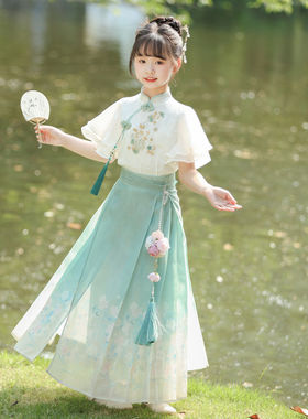 女童2026夏季新款古风唐装国风马面裙装薄款女童汉服新中式亲子套