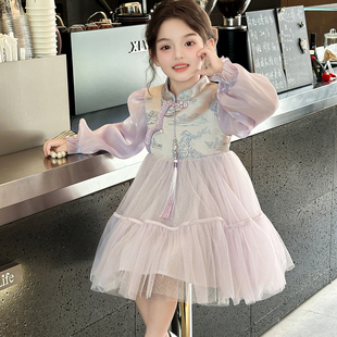 女童秋装汉服2025新款连衣裙儿童国风中式公主裙古风女孩演出裙子