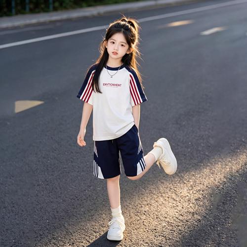 女童韩系短袖短裤套装2026新款儿童夏日洋气运动服休闲儿童两件套