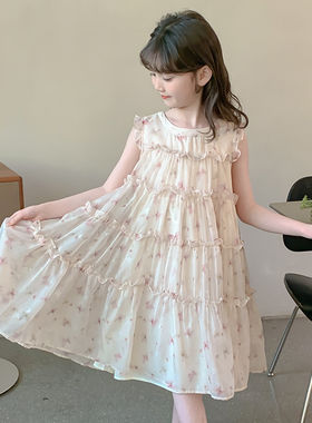 女童2026夏季新款雪纺连衣裙女童碎花公主裙洋气甜美女孩夏天裙子