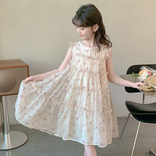 女童2026夏季新款雪纺连衣裙女童碎花公主裙洋气甜美女孩夏天裙子