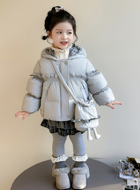 女童羽绒服冬季2025新款儿童冬装红色加厚保暖洋气宝宝白鸭绒外套