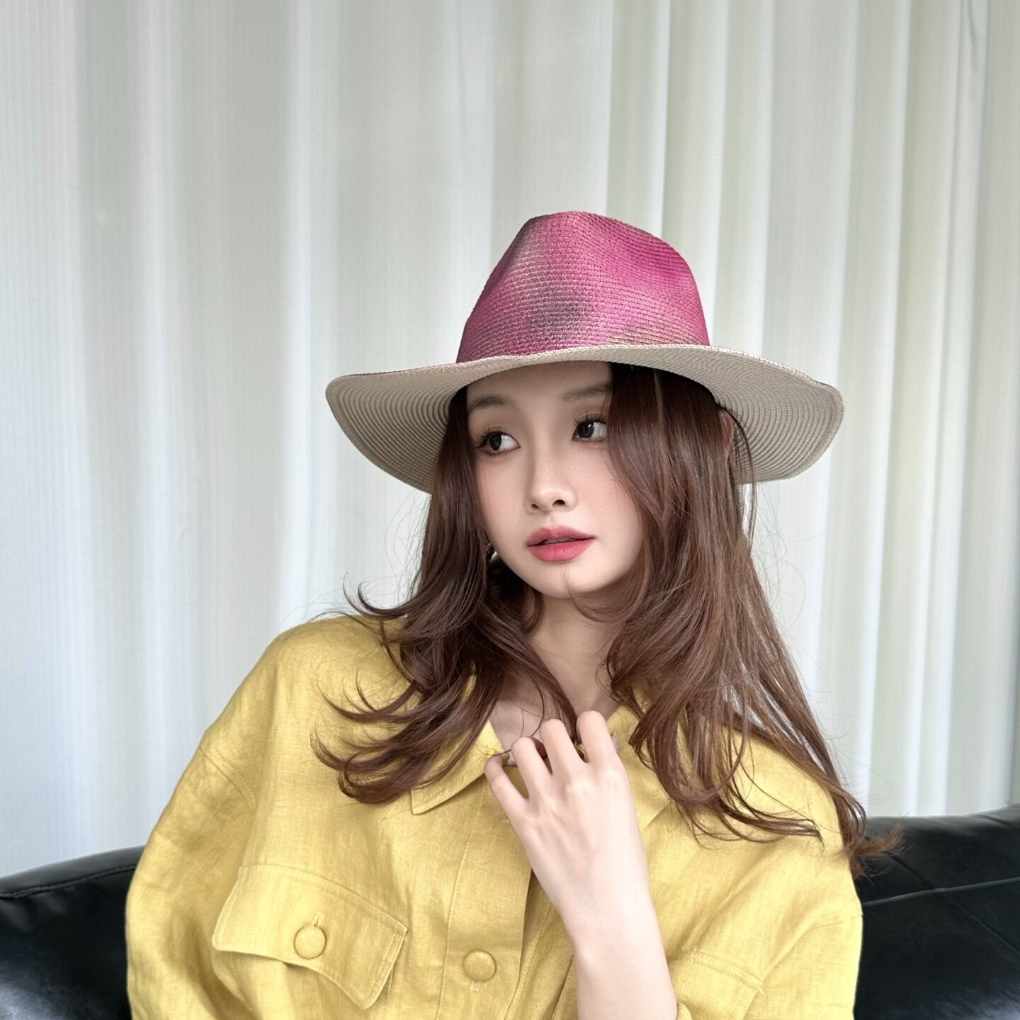 春夏新款晕染色巴拿马爵士帽子女暗黑风渐变色遮阳防晒草帽男礼帽