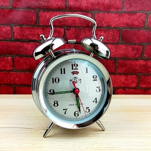 闹钟机械上弦发条老式 上海全铜机芯金属打铃钟7080怀旧创意表