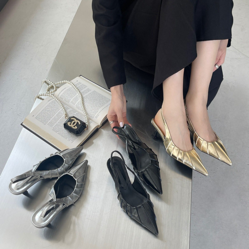 2026新款春季气质配裙子尖头单鞋法式银色小猫跟高跟鞋凉鞋女鞋子,女鞋,时装靴,淘宝优惠券,粉丝福利购,淘宝优惠卷