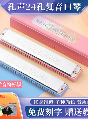口琴正品24孔复音c调初学者小学生单音入门儿童口琴官方旗舰店