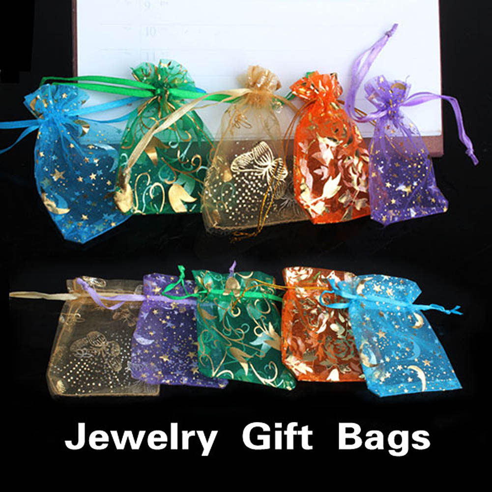 50 pcs lovely multifunctional mini drawstring organza jewelr