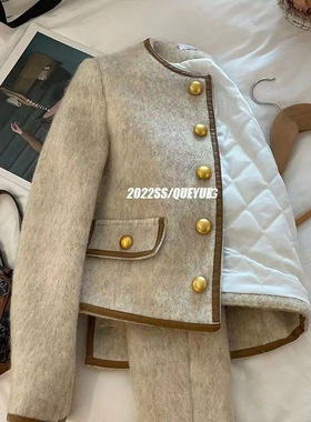 灰色法式小香风轻奢外套女秋冬新款洋气小个子加厚短款千金风上衣