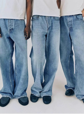 Vujade 009 Steve美式水洗蓝牛仔裤休闲宽松百搭直筒长裤kenijima