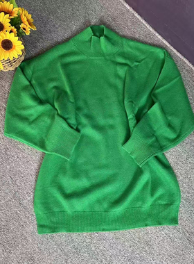 蘑菇英国代 TYZHURA 绿色中领针织长款羊绒衫