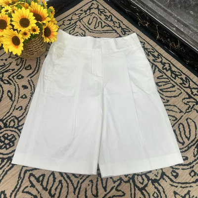 蘑菇英国代 小BC 白色高腰纯棉休闲百慕大短裤 44码78臀围106