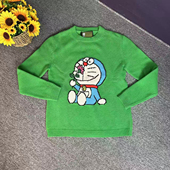 XS码 蘑菇英国代 绿色机器猫羊毛针织毛衣 胸围100