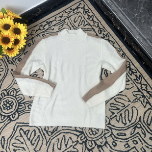 S码 蘑菇英国代购 白色拼接羊绒衫 特价 胸围96 TYZHURA