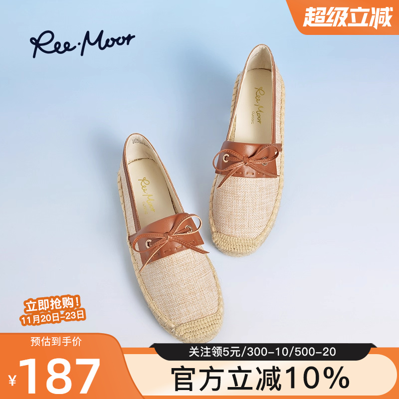 reemoor单鞋蝴蝶结渔夫鞋