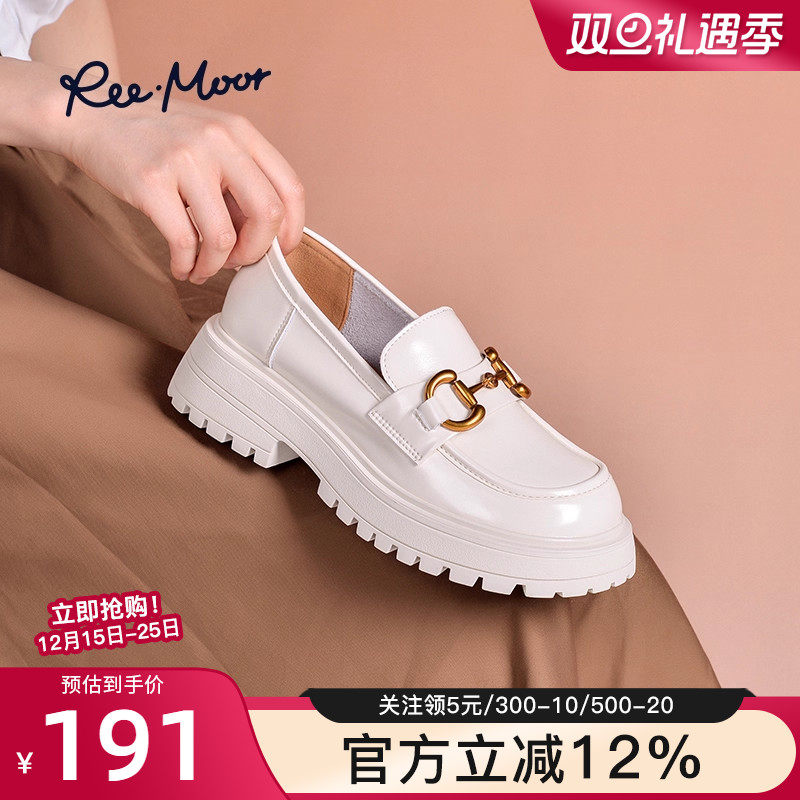 2025新款黑色厚底复古英伦风JK小皮鞋乐福鞋女鞋一脚蹬粗跟睿慕