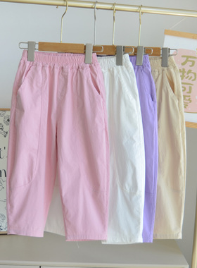 女童长裤 新款纯棉休闲裤 夏季薄款纯色裤子 休闲百搭裤子夏秋初