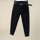 弹力九分老爹裤 哈伦裤 高腰显瘦大码 小个子百搭牛仔裤 女宽松萝卜裤