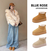 防水短筒面包鞋 厚底雪地靴女内增高棉鞋 冬保暖加绒2025新款 雪地棉