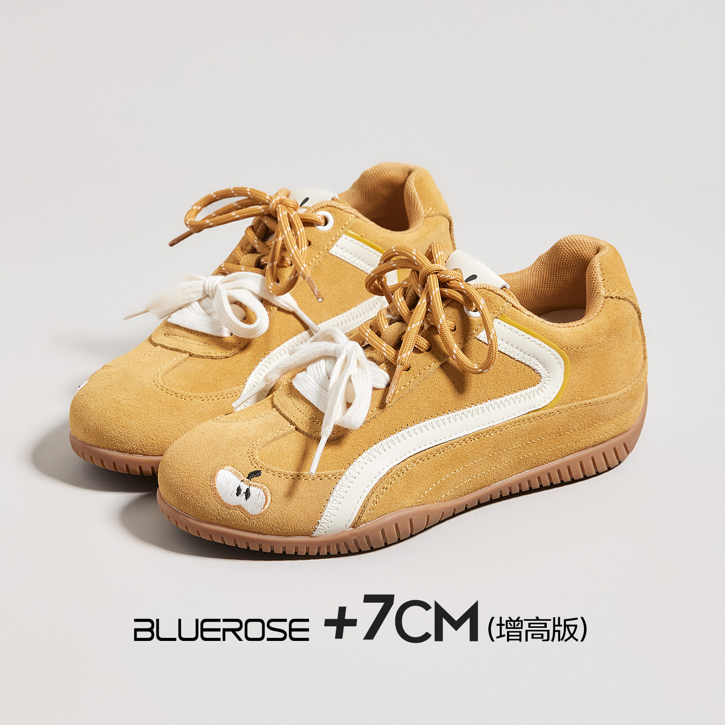 黄色德训鞋女款小个子内增高6cm2026年新款春季厚底休闲运动鞋子