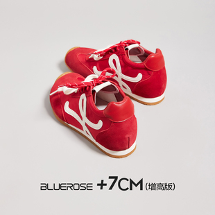 软底阿甘鞋 新款 子 女2026春季 巨好看红色超火厚底内增高7cm德训鞋