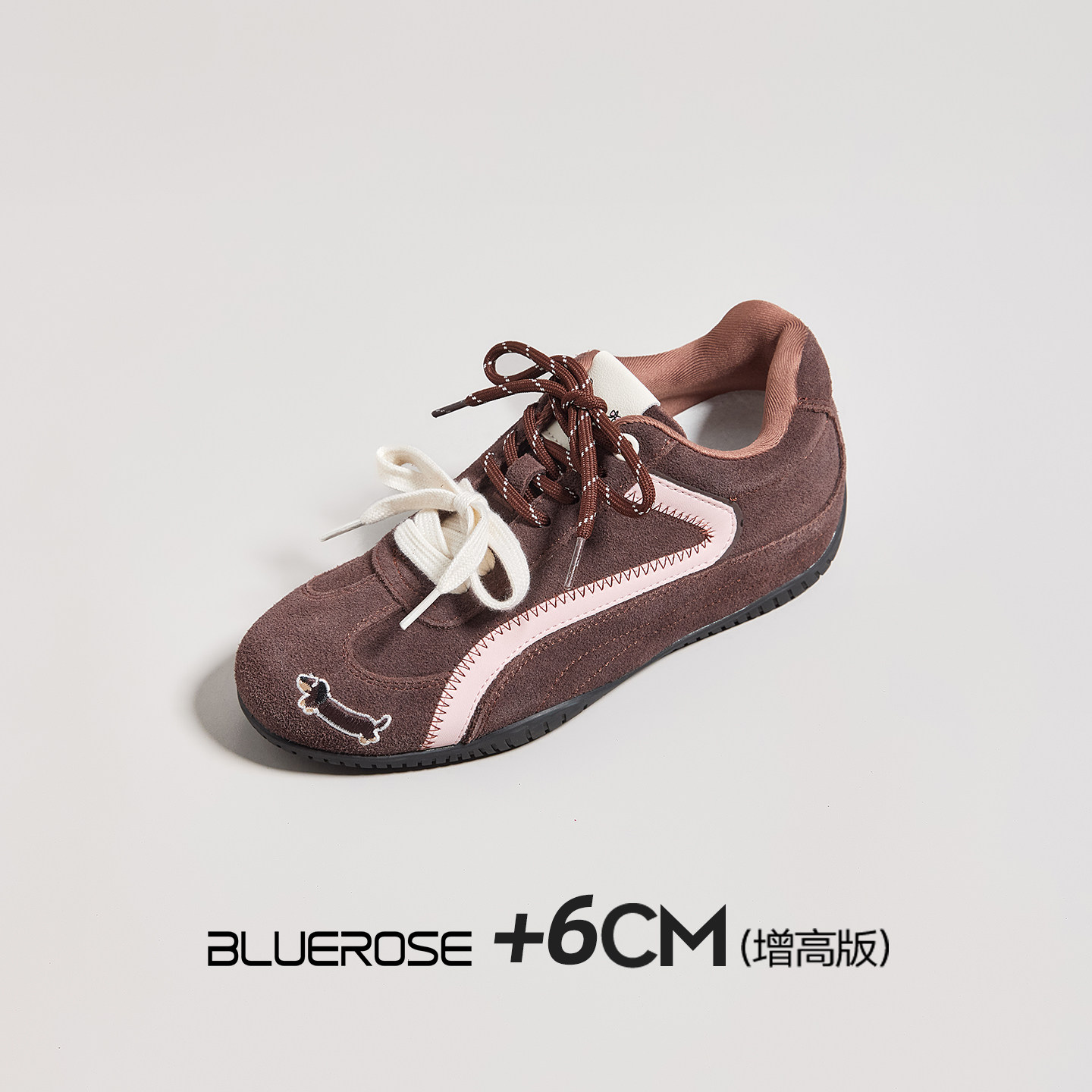 内增高6cm赛车鞋女款2026新款厚底软底好看鞋子运动咖色德训鞋女