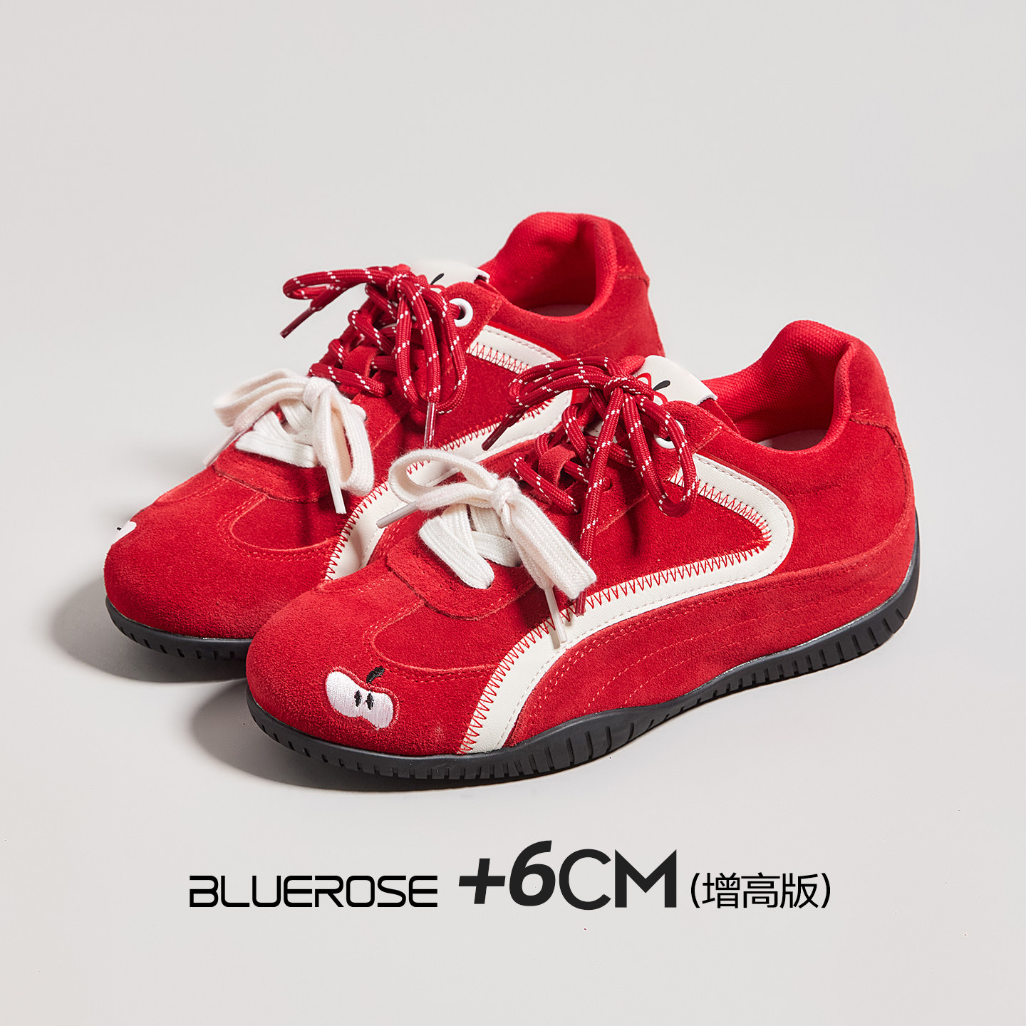 红色德训鞋女款2026年春季新款厚底软底爆款内增高巨好看阿甘鞋子