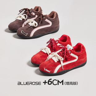 巨好看内增高6cm红色德训鞋女款2026年春季新款软底厚底阿甘鞋子