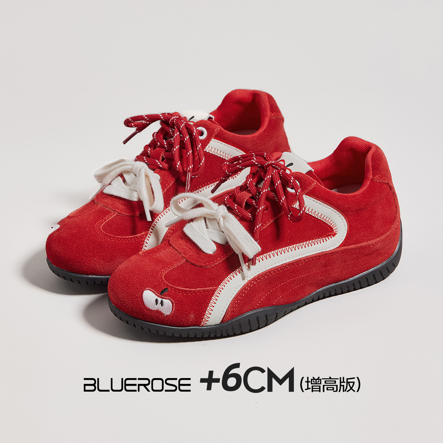 红色德训鞋女款2026年春季新款厚底软底爆款内增高巨好看阿甘鞋子