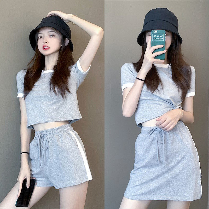 运动套装女2021新款潮休闲女装T恤短袖短裤裙子学生夏季韩版修身在类目 女装/女士精品, 套装/学生校服/工作制服, 休闲运动套装中 - 来自Buy2taobao.com提供专业的淘宝代购服务