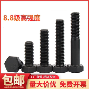 全牙8.8级外六角螺丝钉黑色高强度螺栓M6M8M10M12M16M20M20M24M30