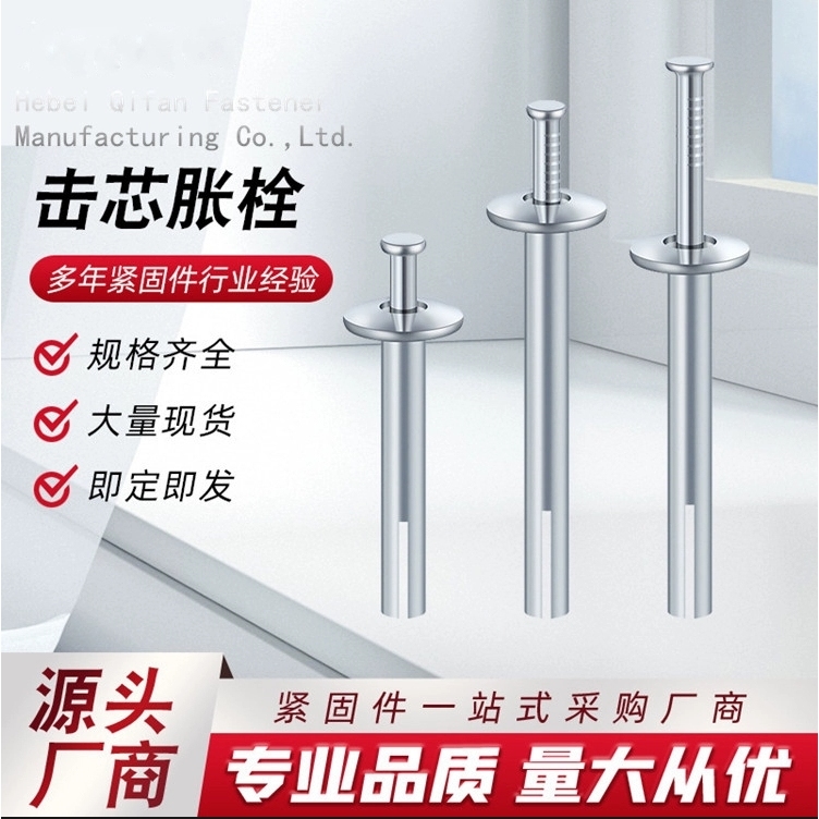 内膨胀螺丝大全爆炸螺栓美式击芯加长打入式敲击式拉爆壁虎膨胀钉