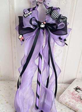 原创黑色紫色库洛米Lolita发饰手杖女童卡通洛丽塔蝴蝶结发夹头饰