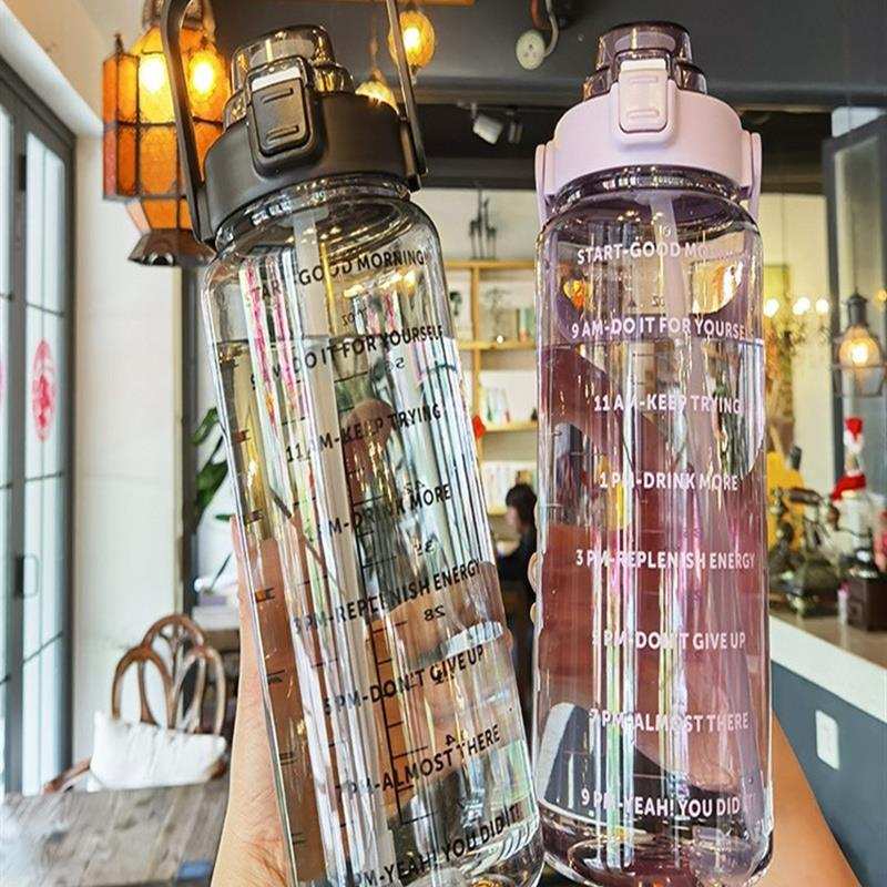 标有时间刻度每天喝水目标喝水提醒杯一天八杯水杯子2000毫升水壶