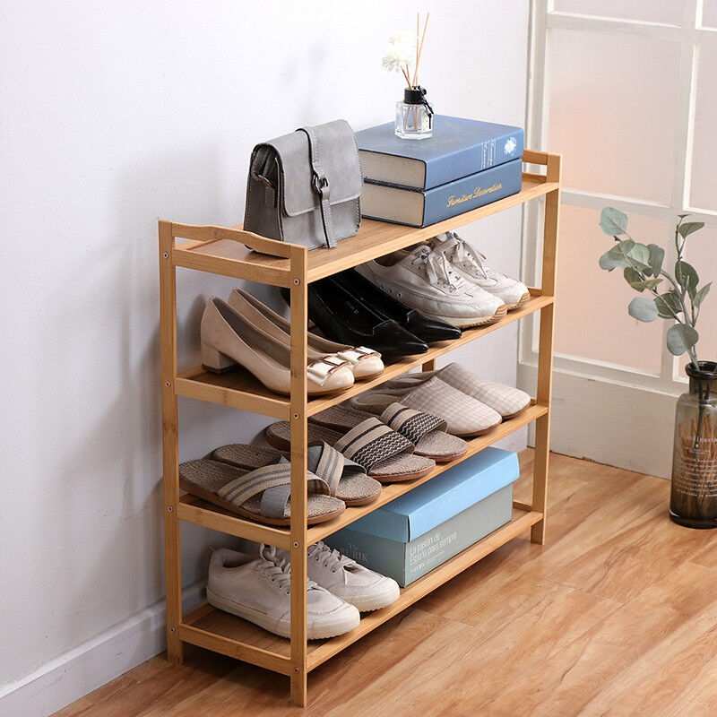 欧润哲鞋架楠竹4层鞋架门口鞋架子多层简易家用经济型鞋柜收纳鞋