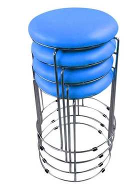 纳仕徳WSC0010圆凳子塑料凳工作椅高圆凳加厚钢筋凳套凳蓝色软皮