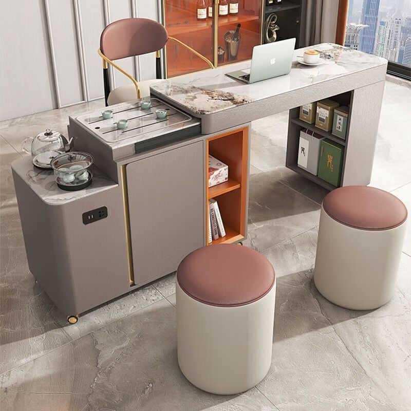 寻槐现代简约阳台茶桌椅组合小型茶台可移动伸缩茶车烧水壶一体家