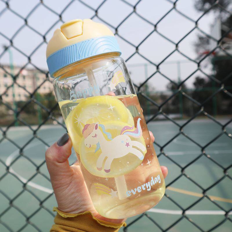 Korean Edition unicorn student glass Portable Leak proof Soft sister Water bottle lovely Pink Cartoon straw Cups waterin the Tableware , Cup/Cups/Kettle , Glass  category - from Buy2taobao.com to provide professional Taobao agent buy service